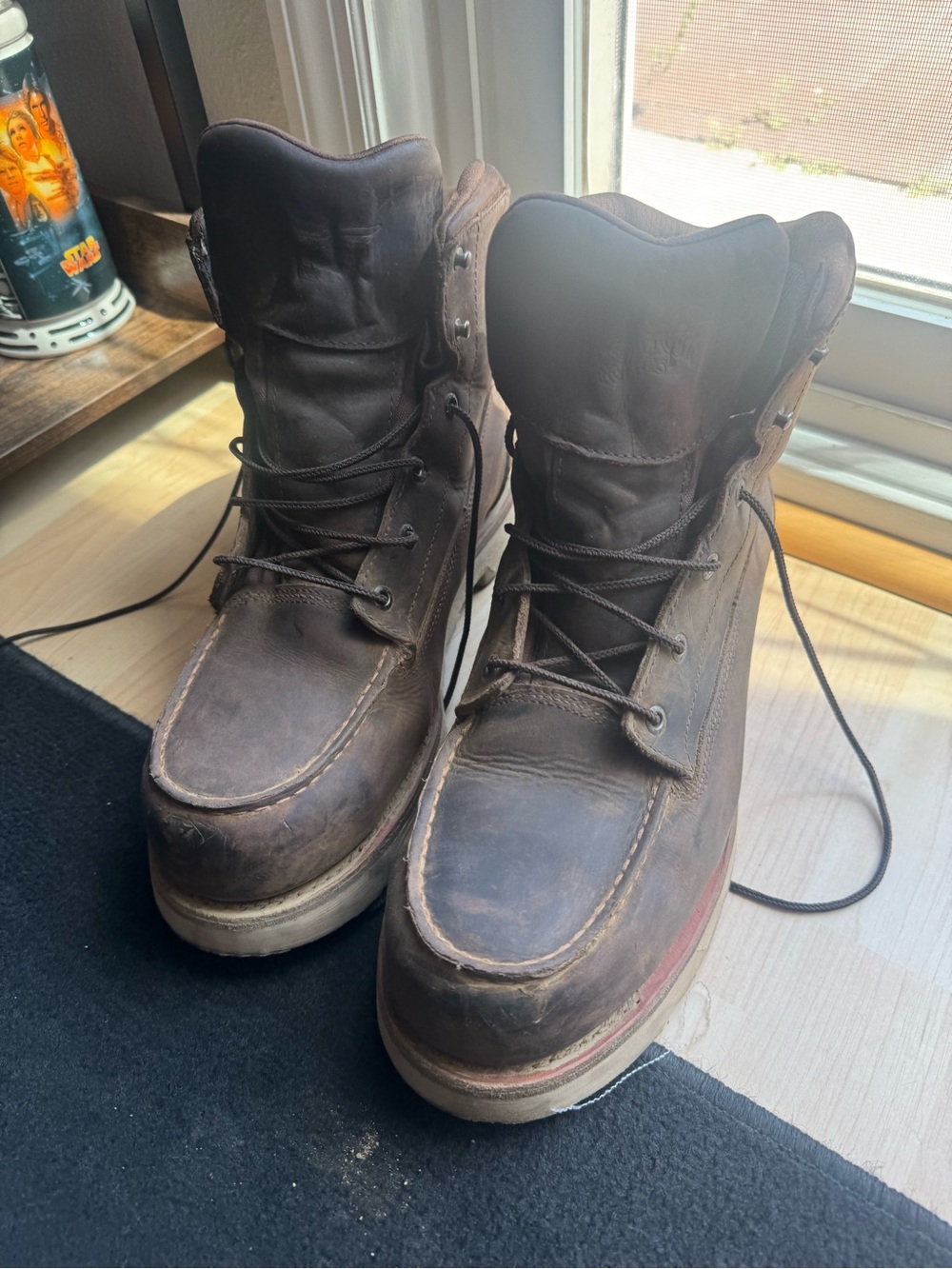 Red Wing Brown Leather 6inch defined heel Moc Toe safety Work Boots